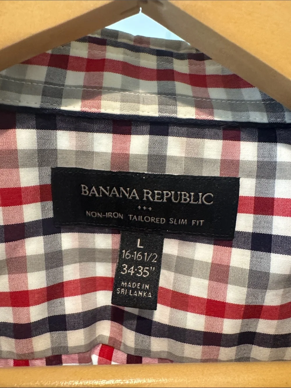 Banana Republic Men's Red & Navy Blue Plaid Button down Shirt Large Dress top Lg